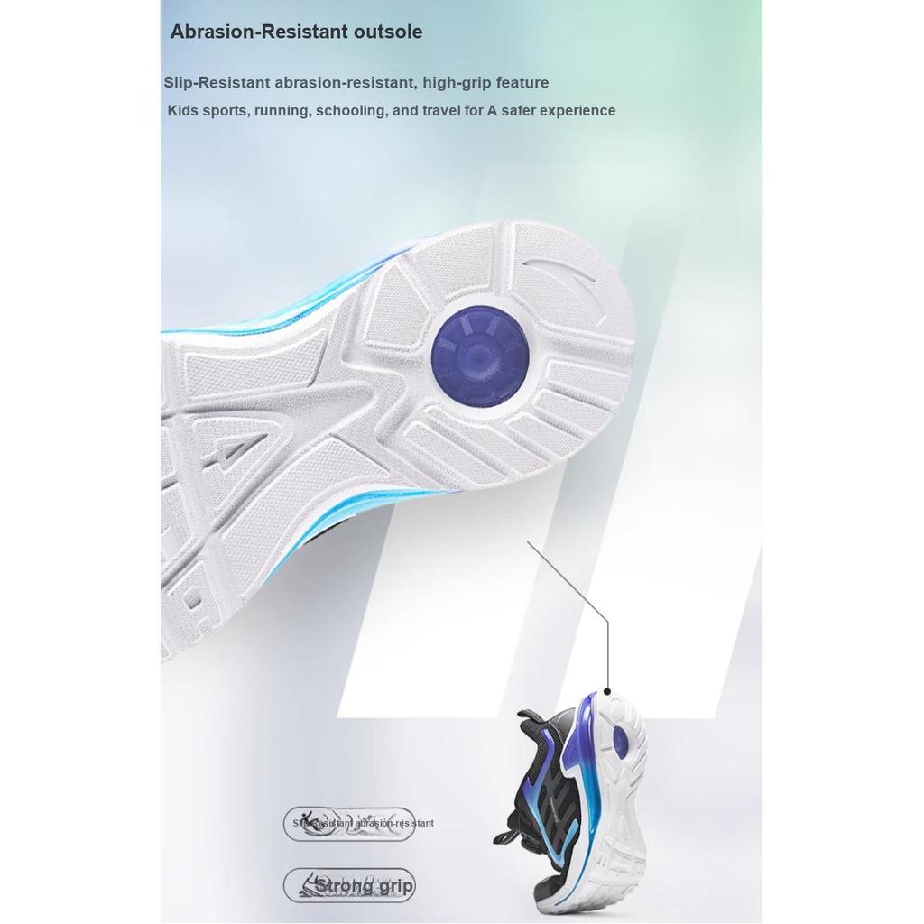 Anta Kids Resilient Shock Absorbing Low Top Running Shoes Kids sneaker Black Blue Purple 312335560H-4