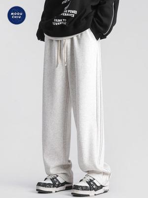 Muxiu Menswear: Trendy Striped Wide-Leg Sweatpants for Men and Couples