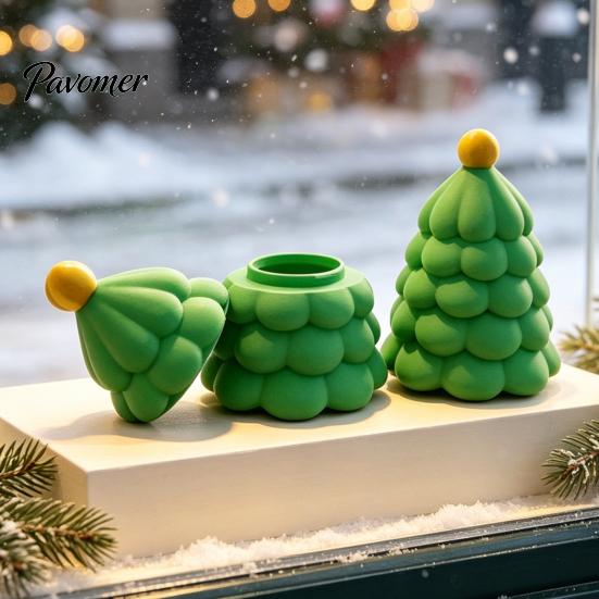 Christmas Gift for Kids Tree Shaped Mini Storage Box, 3D Printed Small Green Jewelry Organizer Desktop Ornament, Decorative Trinket Box Home