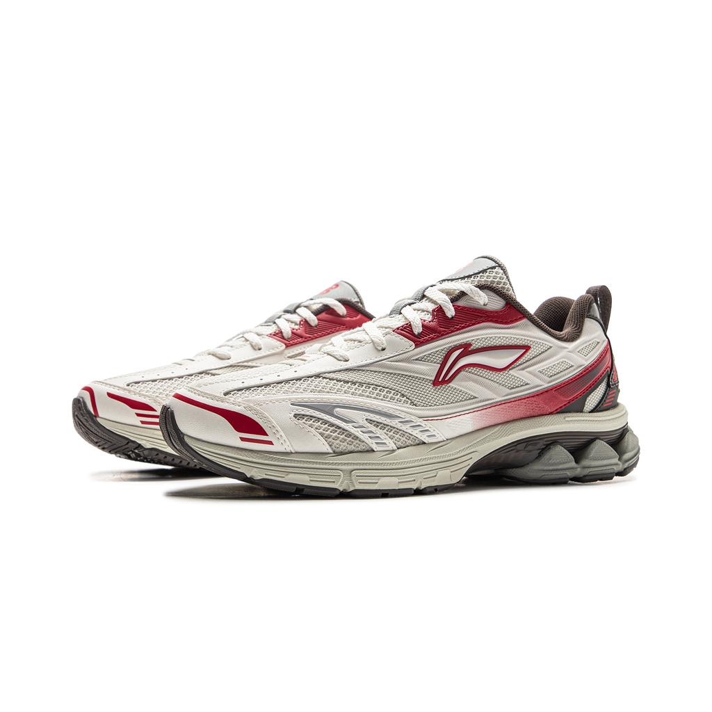 Li Ning Puyue 2.0 V2 Cushioning Slip Resistant Abrasion Resistant Low top Casual Running Shoes Men's Silver Red ARXV001-6