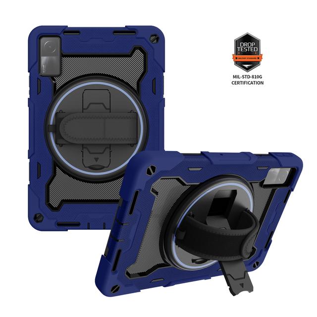 

360 Rotating Case For Xiaomi Redmi Pad SE 11 10.61 inch Cover Kids Safe PC Silicon Shockproof Hand Strap Stand Tablet Shell Capa Redmi Pad 10.61 inch темно-синього кольору