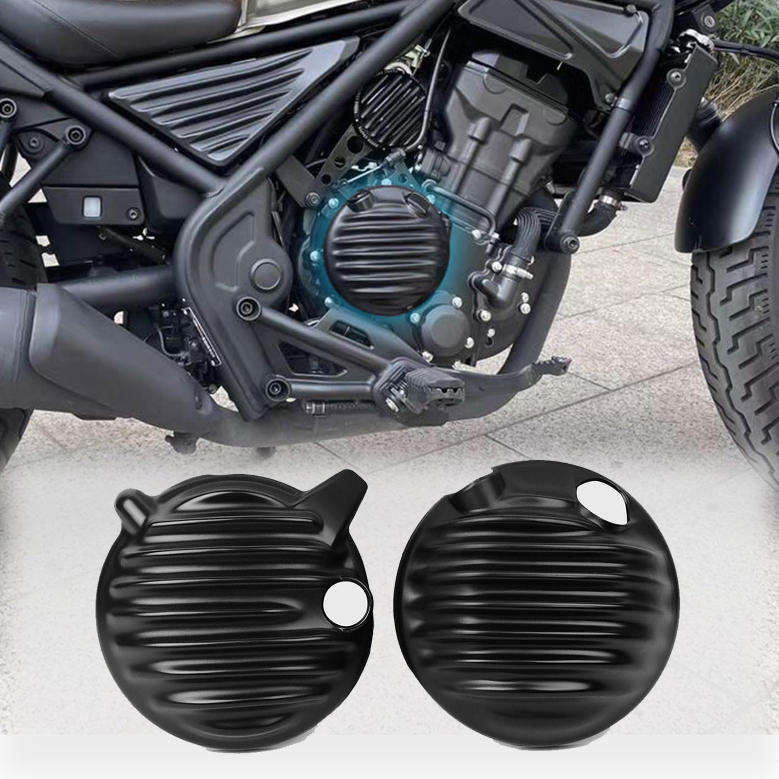 

WOOGA Motorcycle ABS Plastic Engine Stator Covers, Left and Right Side Protection Frame Sliders for Honda Rebel CMX 250 2017-2022 (Matte Black)
