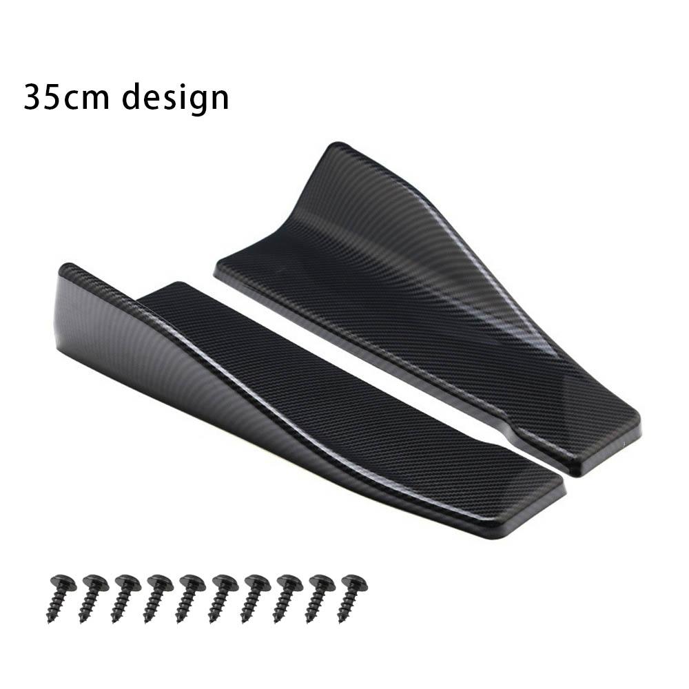 35cm 48cm Universal Fit Car Spoiler Lateral Bumper Rear Side Skirt Lip Rocker Wings Carbon Fiber Glossy Black Protection Trims