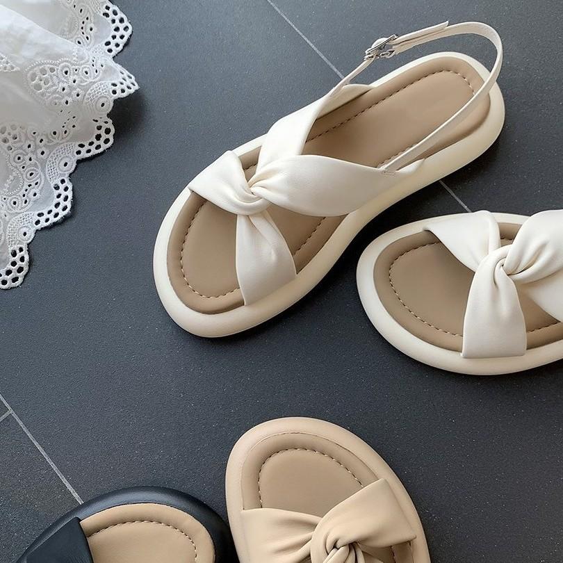 Internet Celebrities with the Same Cloud Cross with Platform Casual Beach Roman Sandals Women's Summer Wear Flat French Sandals