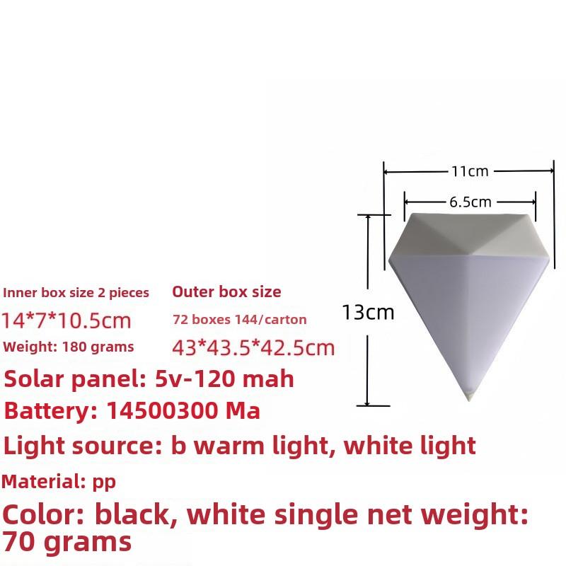 

Настенные светильники на солнечных батареях Diamond, декоративное ландшафтное освещение для сада, патио, виллы Warm Light белый
