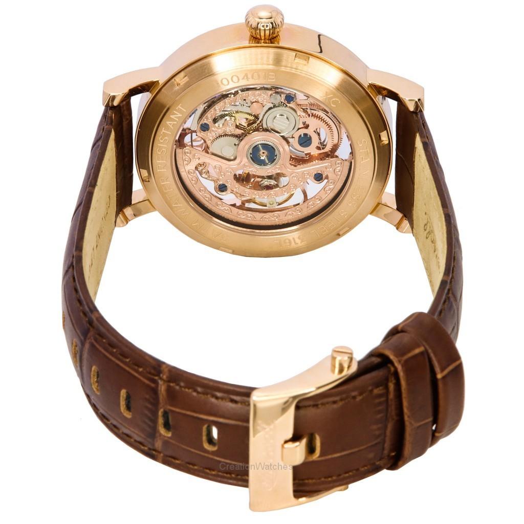 Ingersoll The Herald I00401B Herrenuhr mit Lederarmband und roségoldfarbenem Skelett-Zifferblatt