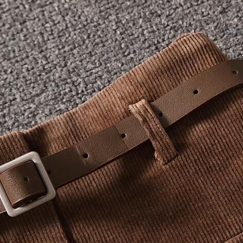 Vintage Corduroy Skirt Women Korean Kawaii High Waist Skirts Ladies A-line Mini Skirts Faldas