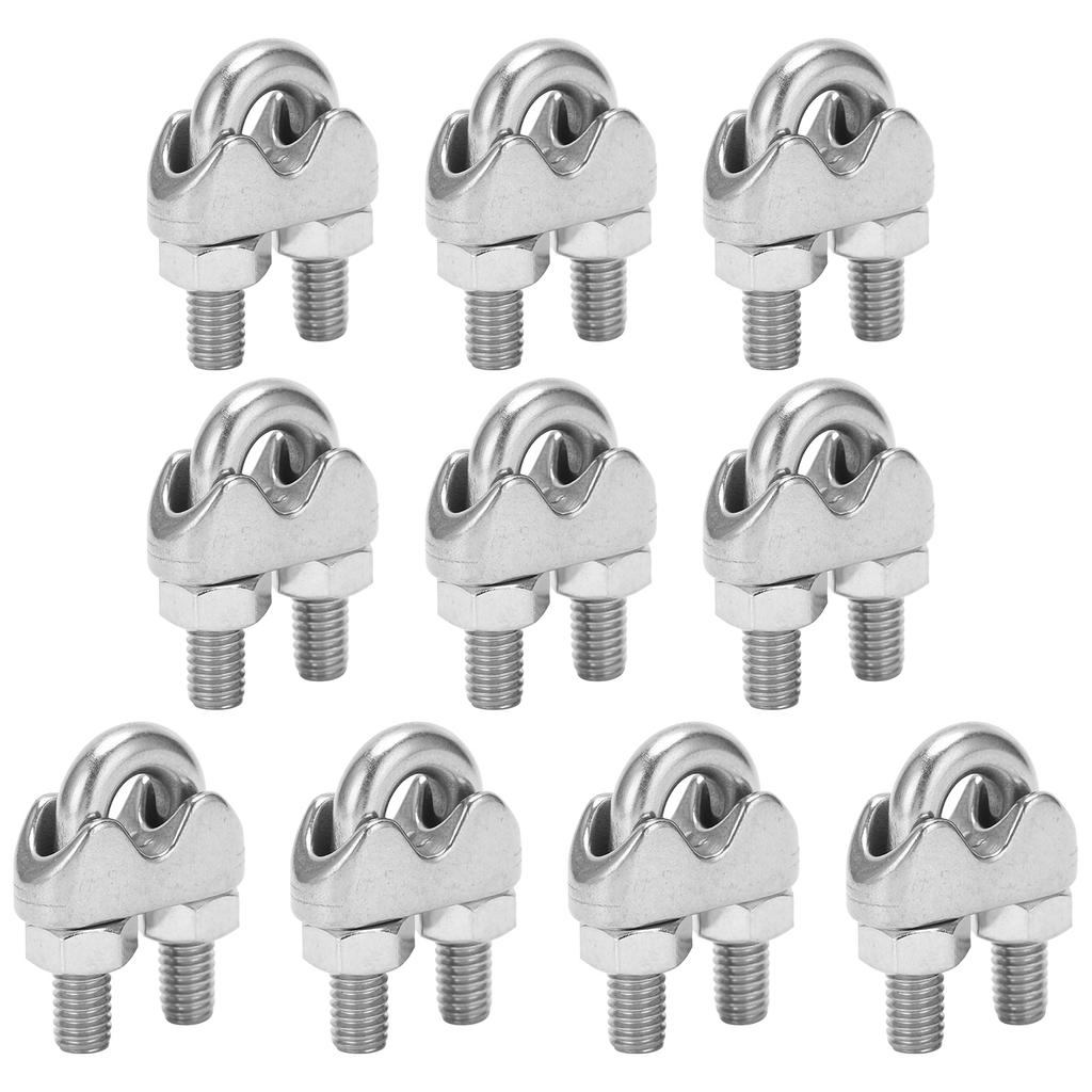 10pcs 1/4 Inch M6 Stainless Steel Wire Rope Cable Clip Clamp U Bolt Saddle Fastener