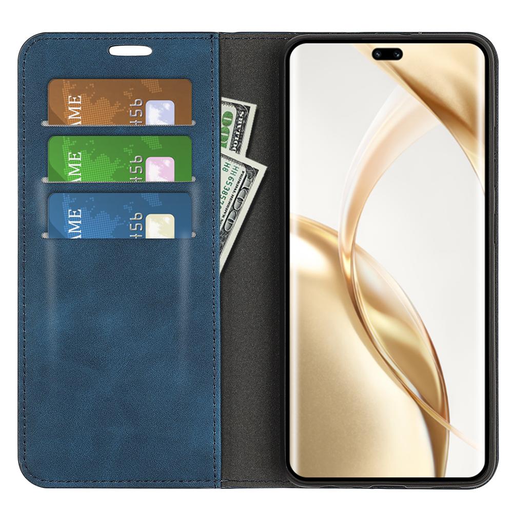 

For Honor 200 Pro 5G Case Skin-touch PU Leather Wallet Flip Phone Cover Blue