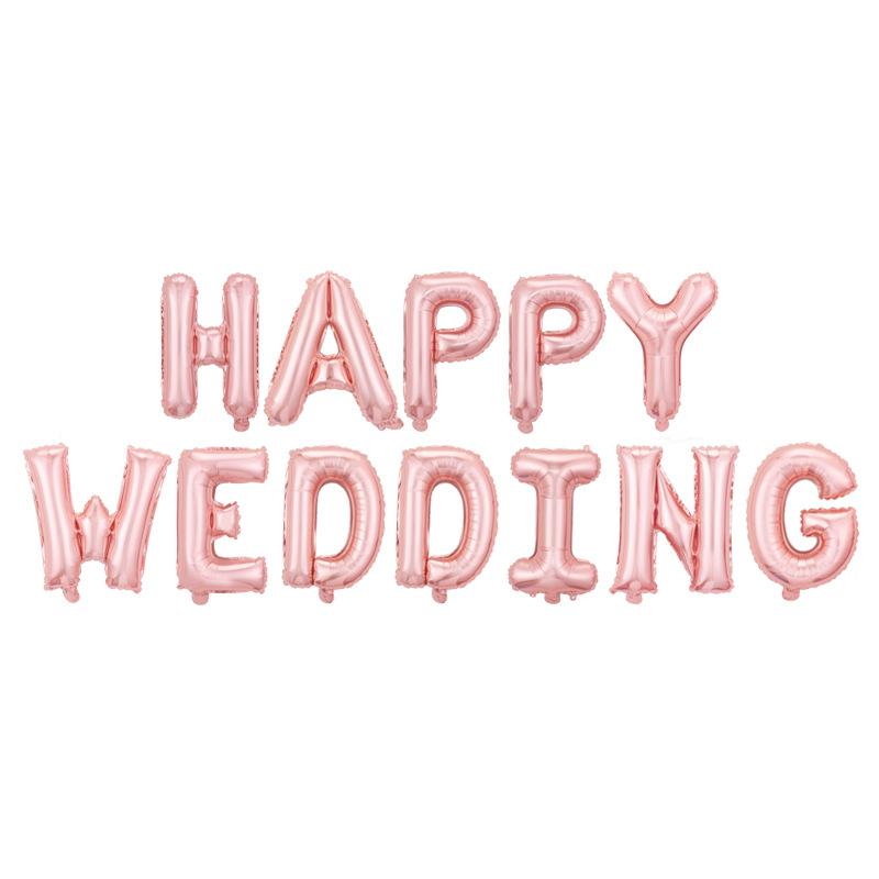 16 Inch Happy Wedding Alphabet Balloon Gold Silver Rose Gold Wedding Arrangement Decorative Balloon Set