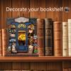 DIY Booknook Kit Miniature Dollhouse with Light Bookshelf Insert Home Decor Wooden 3D Puzzle for Journey Trace Bookshop