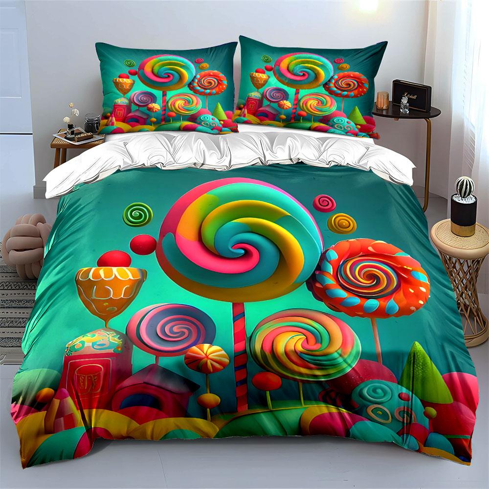 Whimsical Candy Wonderland. Bedding Sets Duvet Covers Pillowcases(1* Duvet Cover 2* Pillowcases Without Duvet Insert)