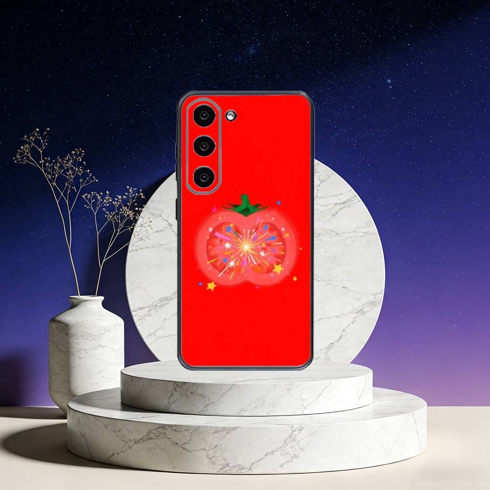 Ins cute Tomatoes Phone Case For Samsung Galaxy A73,A72,A71,A70,A53,A52,A51,Others Soft Black Cover