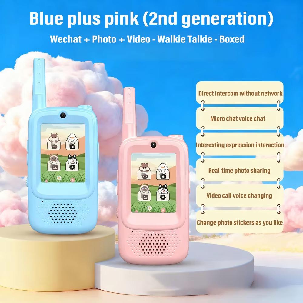 2PCS Video Walkie Talkies for Kids Rechargeable Toddler Toys for Indoor Camping Travel Birthday Gfits for Kids Ages 3-12