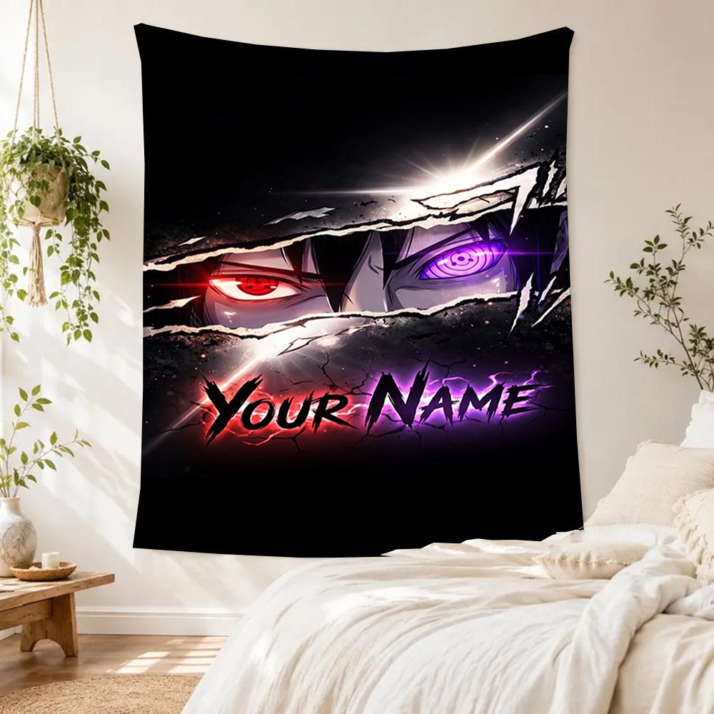 Naruto Character Customize Your Name Tapestry Customizable Wall Tapestry Smooth Polyester Suitable for Studio Apartment Multi-purpose for All Occasion