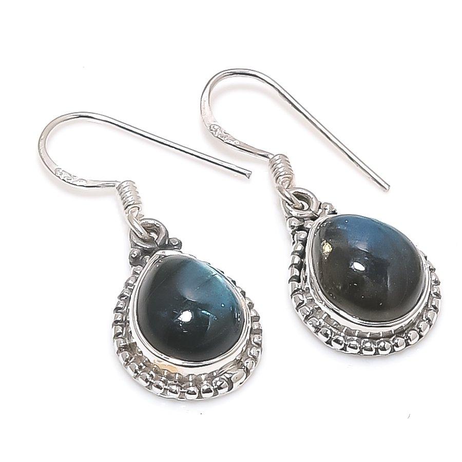 

Natural Labradorite Gemstone 925 Solid Sterling Silver Gift Earring 1.25 z3C40