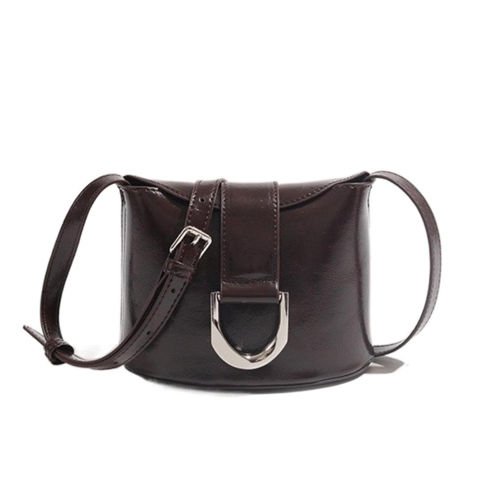 Korean Style Flap Crossbody Bags Fashion Design Versatile Saddle Bag Retro Bucket Bag  Outdoor