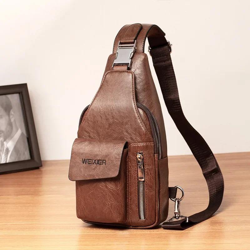 Men's Chest Bag, Outdoor Casual Men's Crossbody Bag, Multifunctional Waterproof Single Shoulder Backpack, Chest