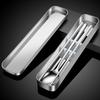 316 Stainless Steel Chopsticks Spoon Set Portable Tableware Students Office Outdoor Single-load Tableware Storage Box