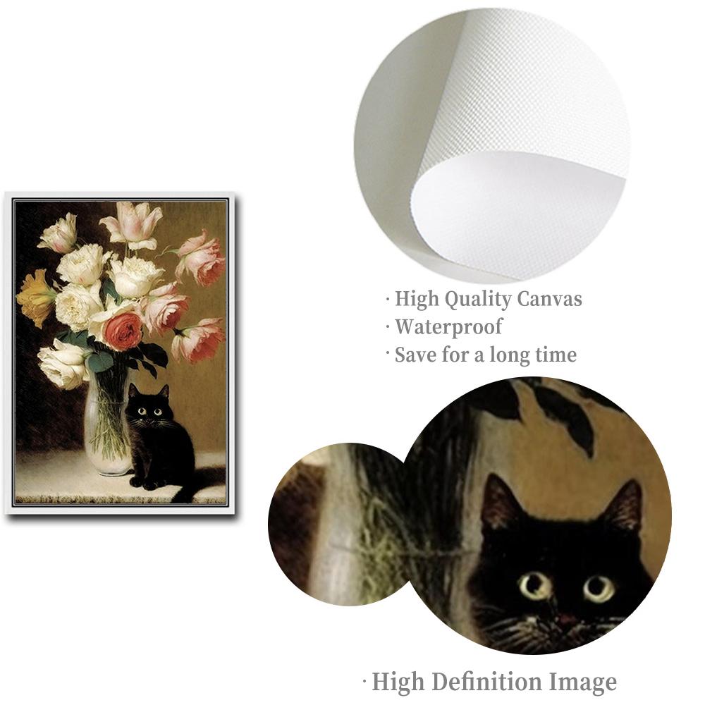 Vintage Colorful Gustav Klimt Matisse Black Cat Garden Poster Canvas Painting for Living Room Home Wall Art Decorative Cuadros