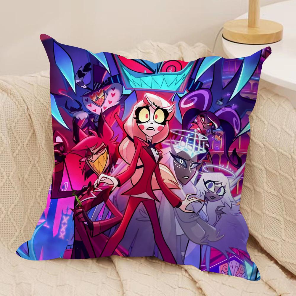 Cartoon Hhazbin Hhotel Cushion Cover Soft Plush Fabric DoubleSided Printed Cushion Covers for All Seasons Home Decor
