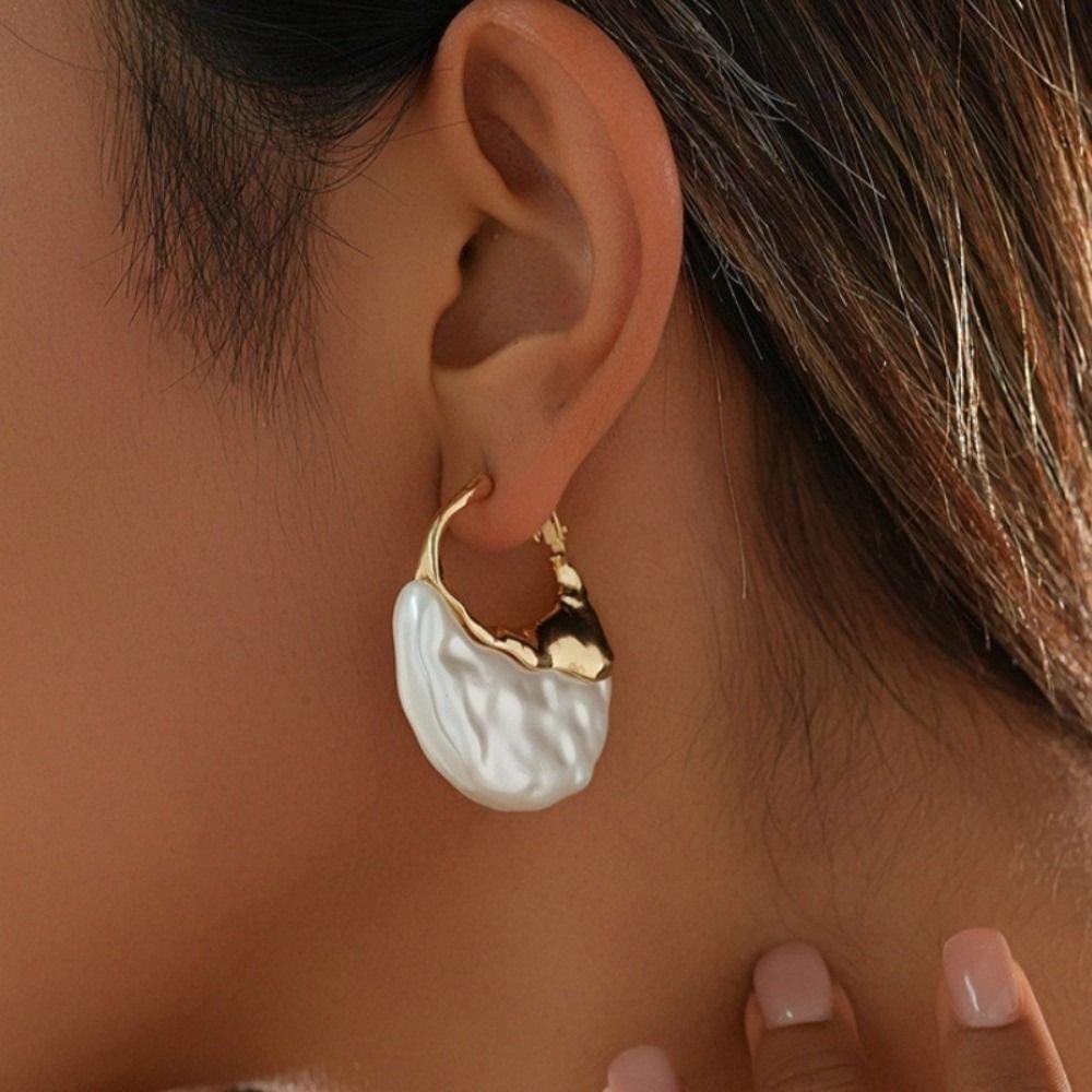 Irregular Shape Retro Faux Pearl Earrings Light Luxury Earrings For Women Wedding Gifts