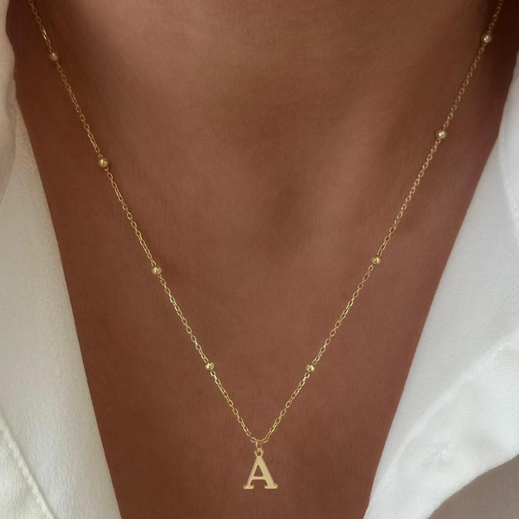 18K Stainless Steel Initial Necklace - Women's A-Z Letters, European & American Trend