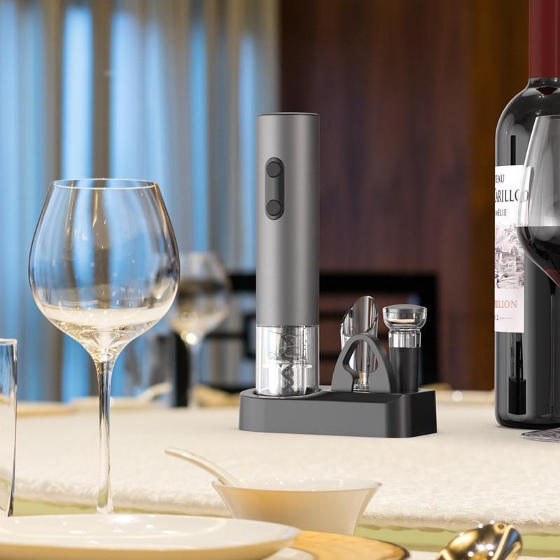 Electric Automatic Wine Bottle Opener, Battery Powered Cordless Corkscrew with Foil Cutter & Stopper, Gift Box Set