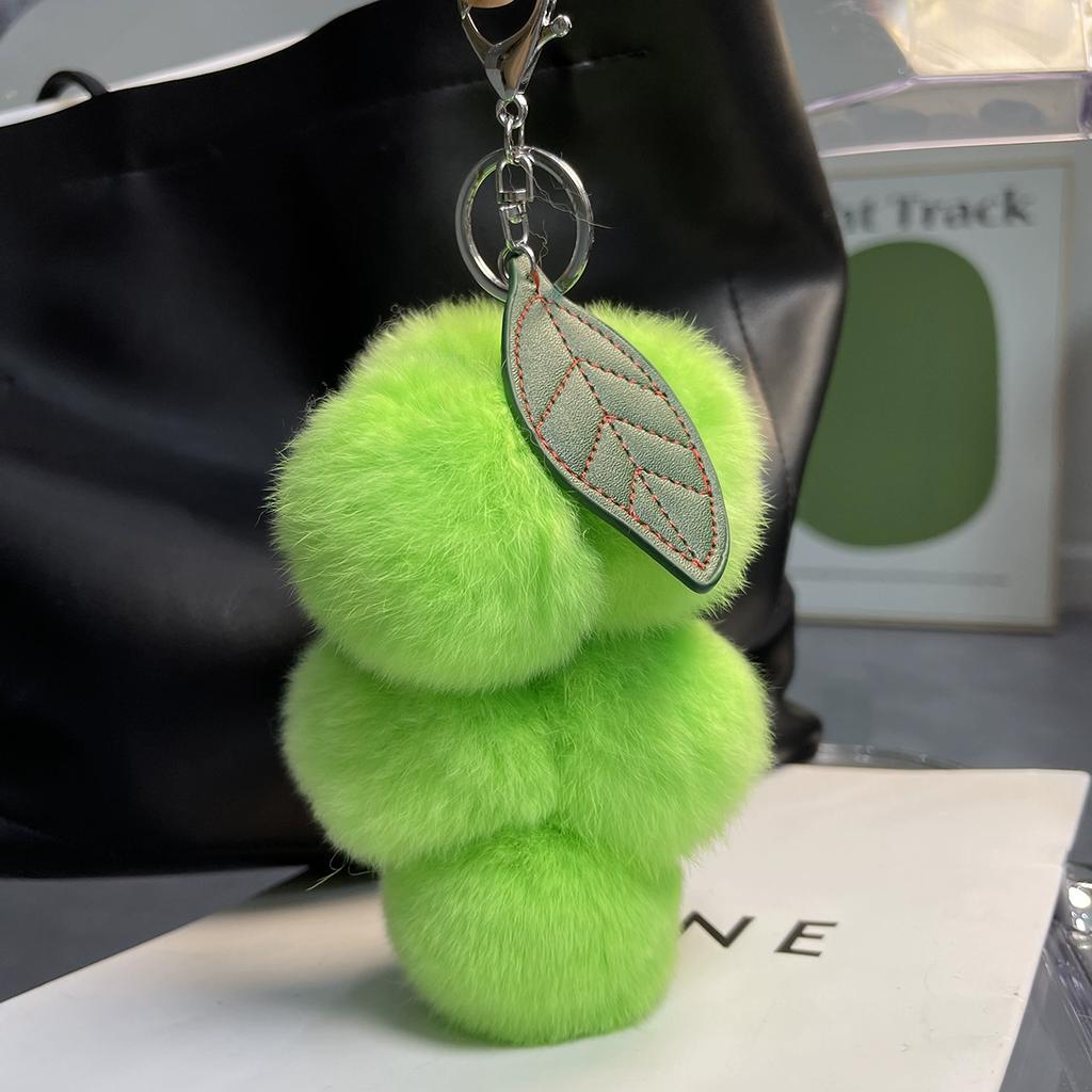 Real Rex Rabbit Hair Small Grape Bag Pendant Ins Internet Celebrity Cute Pom-pom Car Keychain Pendant Accessories Female