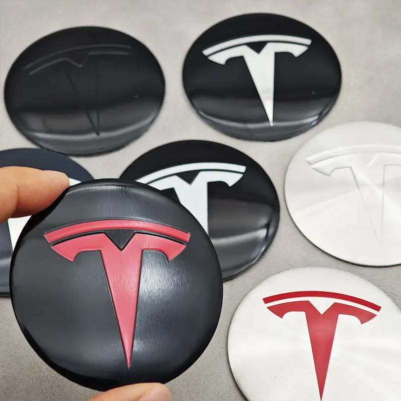 Autoaufkleber Tesla 20 Stück 56mm Autoemblem Radnabendeckel Aufkleber Für Tesla Model S Model3 2024 Model Y X Reifenmitte Abdeckung