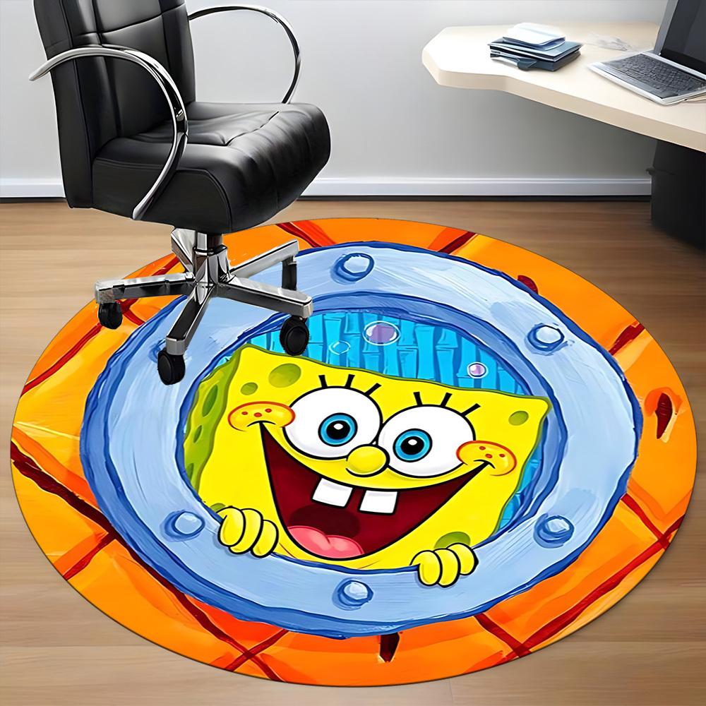 1pcSpongeBob Square Office Round Area Rug, Indoor Mat Suitable For Office,Bedroom Living Room Home Decor, Room Deco a0928102