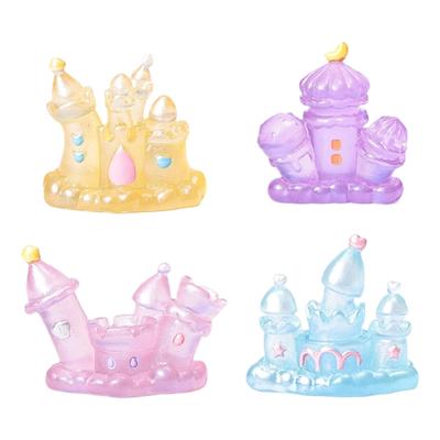 Luminescent Princess Castles Figurines Lighted Dreamy Castles Statue Ornament for Dollhouses Microlandscape Decors