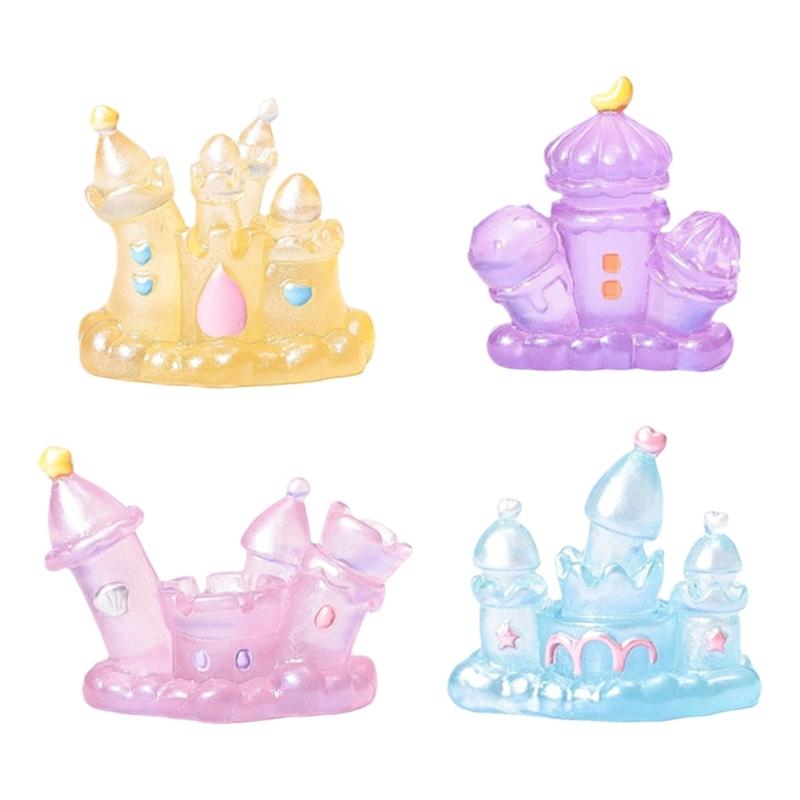 Luminescent Princess Castles Figurines Lighted Dreamy Castles Statue Ornament for Dollhouses Microlandscape Decors 1