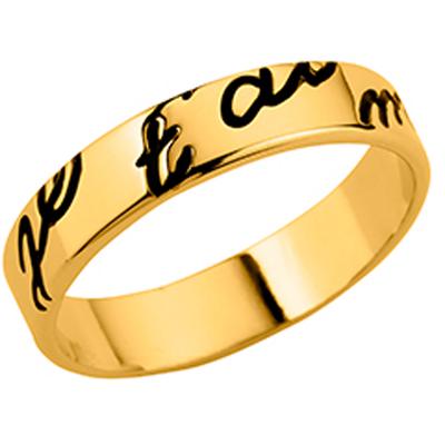 Vergoldeter Ehering „Ich liebe dich“