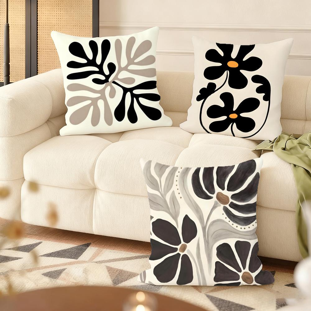 Classic Modern Flowers Cushion Cover Soft Short Plush Pillow Cover Smooth Cozy Texture Aesthetic Cushion Case Home Decor