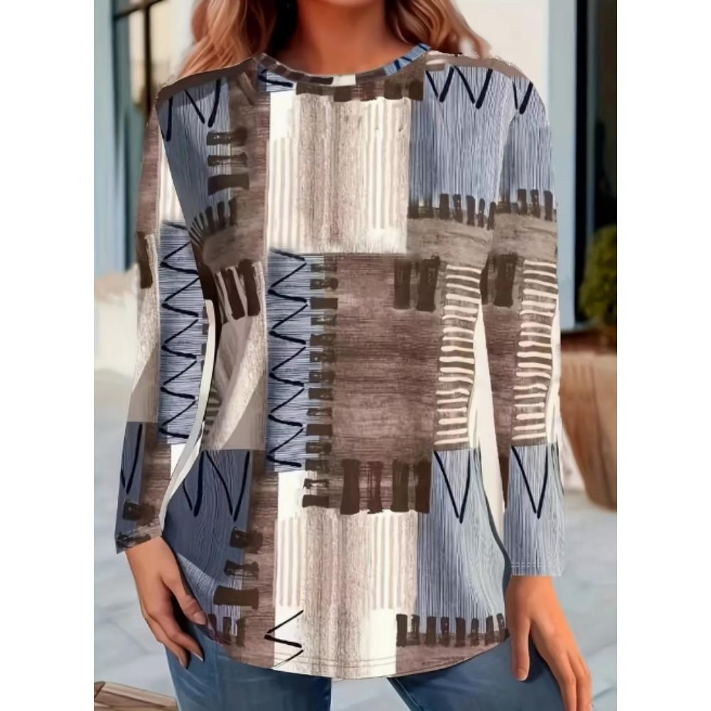 Women's T-Shirts Floral Graphic Stylish Long Sleeve T-shirts Crew Neck Regular Tops Summer Casual Clothes Woman