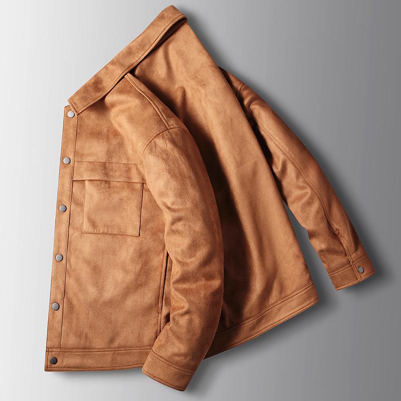 Spring, Autumn and Winter New Suede Middle-aged and Young People Loose Micro-wide Version Casual Tooling Jacket Tide