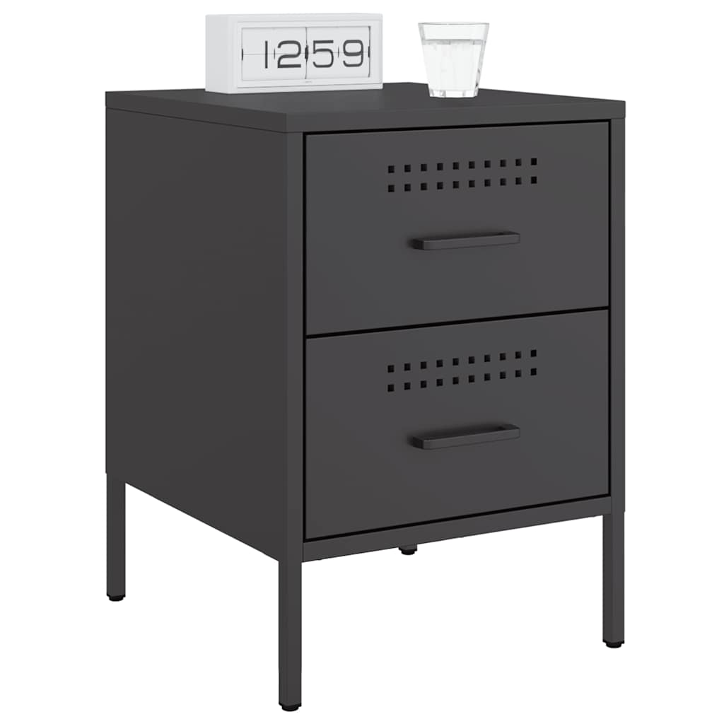 Nightstands 2 Pcs Black 36 X 39 X 50.5 Cm Steel