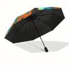 Abstract Guitar Art Print: Vibrant Orange & Blue DesignUmbrella, Portable 3-Fold Compact Umbrella for Men & Women Gift