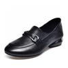 Flat-soled single shoes women's shoes spring new first-layer cowhide round head low-heeled feet two wear casual shoes