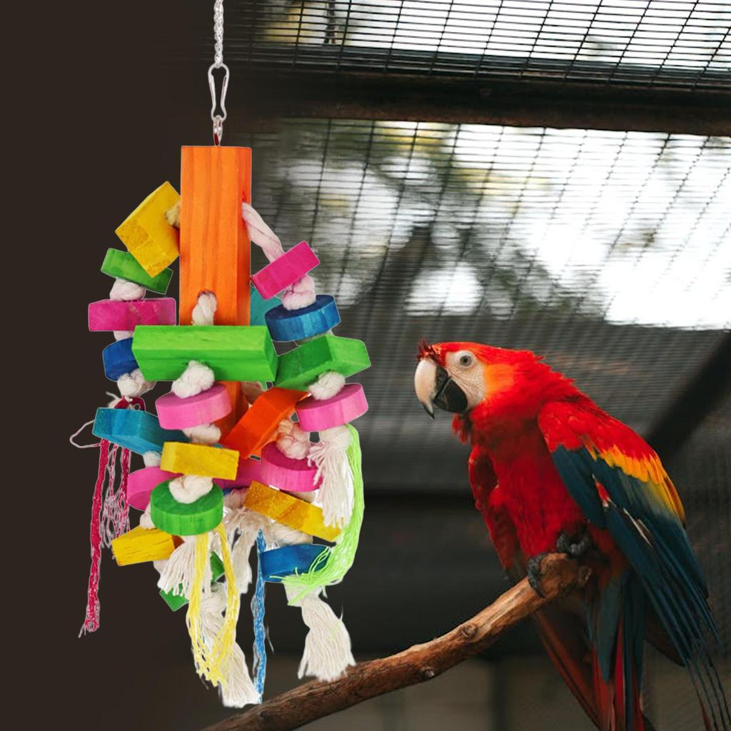 Parrot Toy Hanging Cage Accessories Wooden Play Equipment Supplies Bird Interactive for