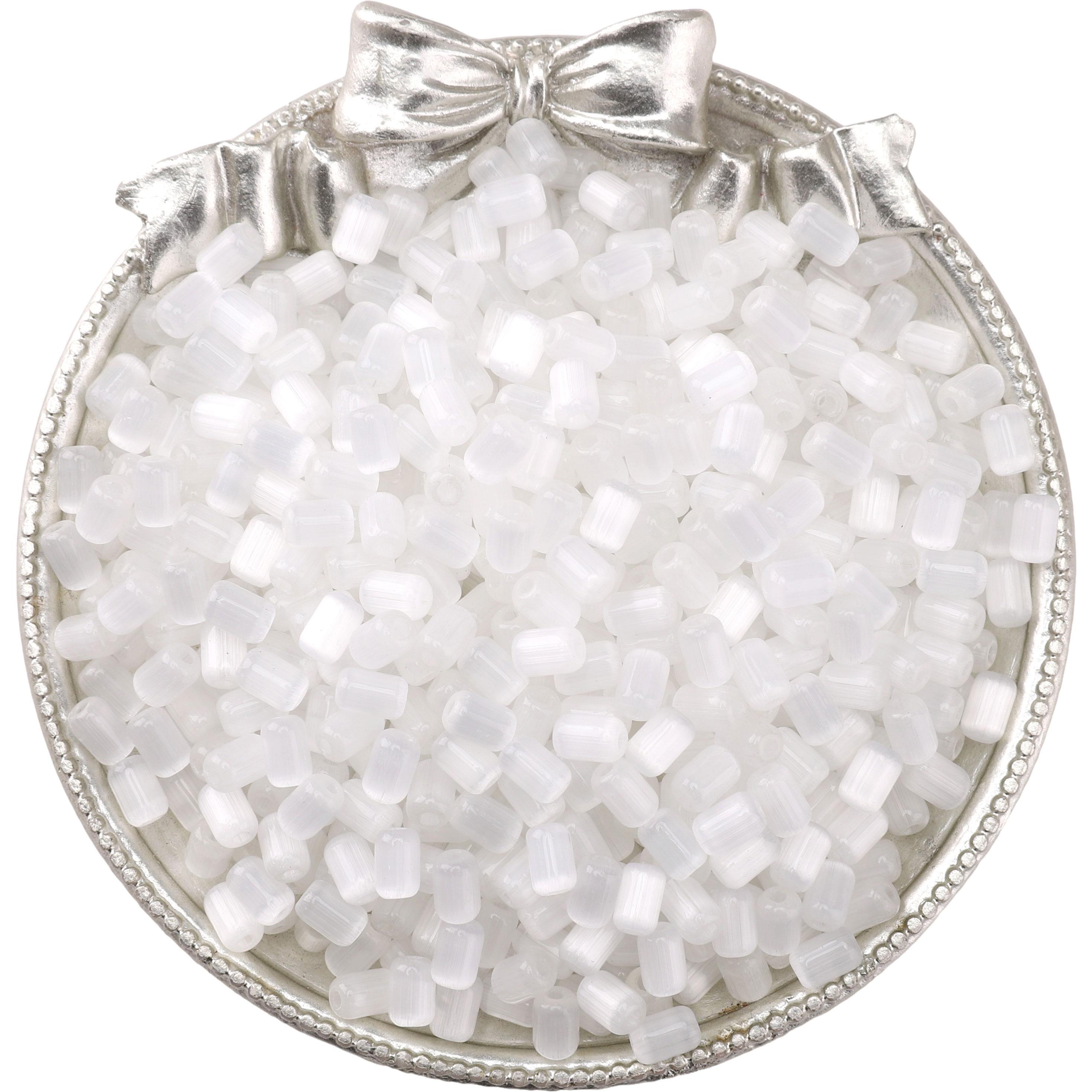 

60 шт. Скляні намистини-бісер Котяче око у формі ююби для виготовлення браслетів, намист та інших ювелірних виробів 4x6mm 60Pcs білий