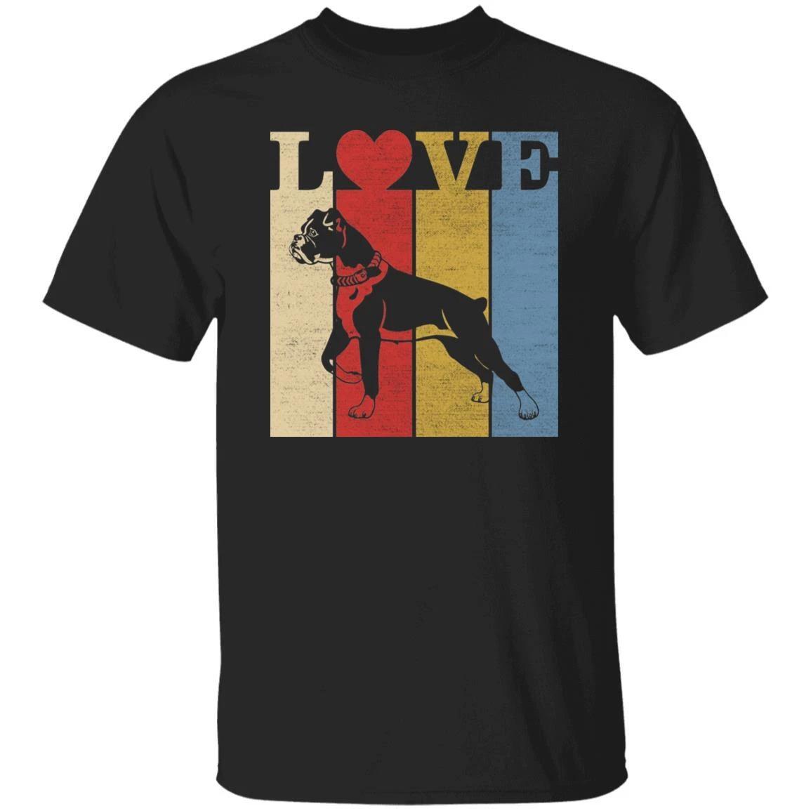 Retro Love Dogs T-Shirt gift Pitbull Dog owner Unisex tee Black Navy Dark Heathe L