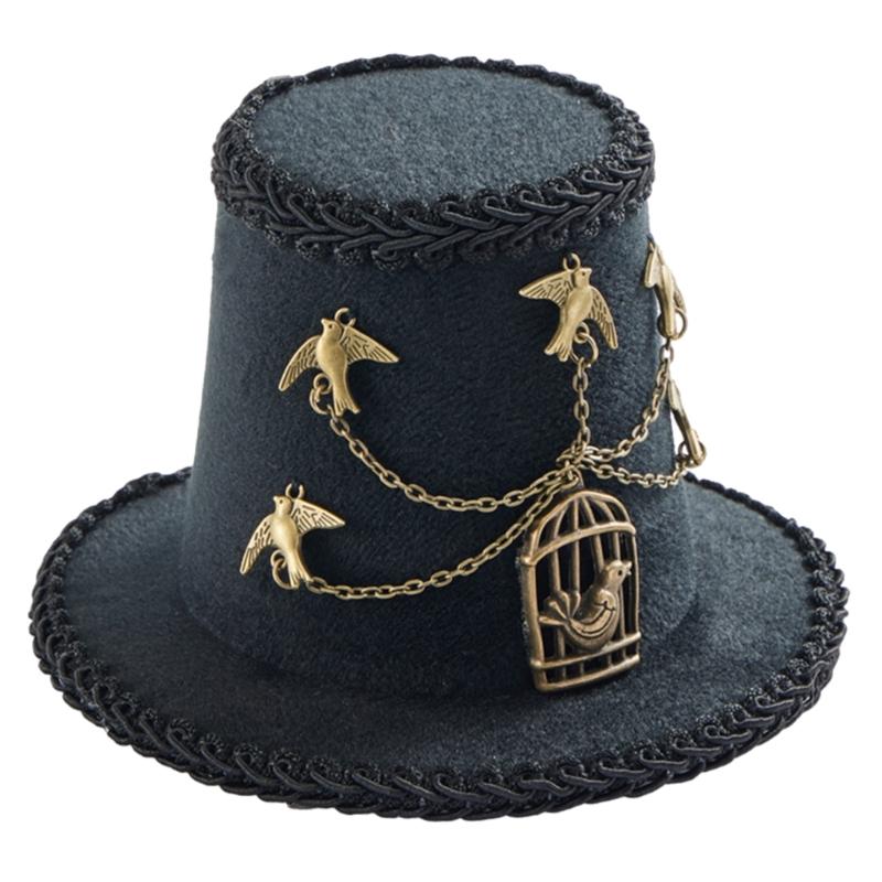 

Top Hat with Gear for Adult PunkStyle Steampunk Hat with Gear Cosplay Costume Hair Clip Halloween Party Supply 1 чорний
