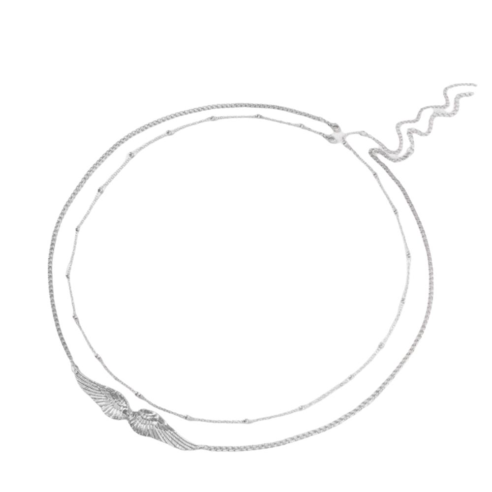 Beads Double Layer Wings Body Chain Elegant Bikini Belly Belt Jewelry Wings Waist Chain  Party серебряный