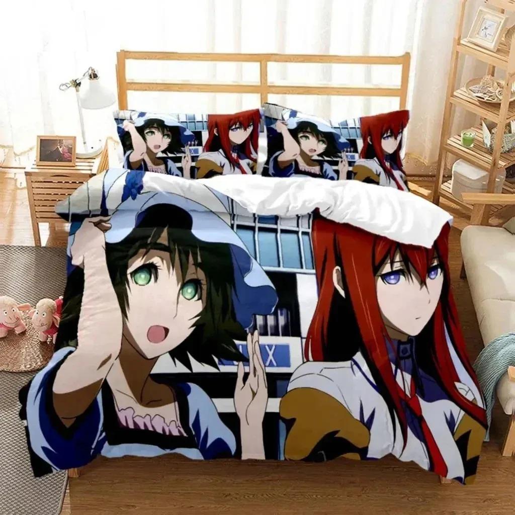 Anime Steins Gate Kurisu Makise Bedding Set Boys Girls Twin Queen Size Duvet Cover Pillowcase Bed Kids Adult Home Textile