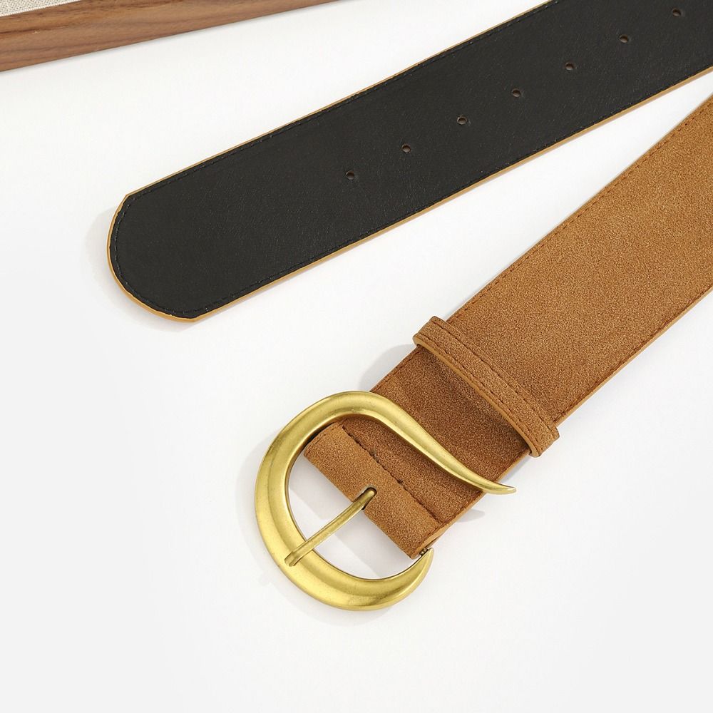 Vintage Pin Buckle Retro Suede Leather Belt Luxury Design Versatile Women Waist Belt Wide Waistband Jeans Decoration