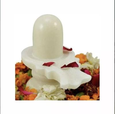 Beyaz mermer Shiva Lingam heykelcik (11x10x10 cm), Beyaz Mermer Shivling, Gerçek Zanaat