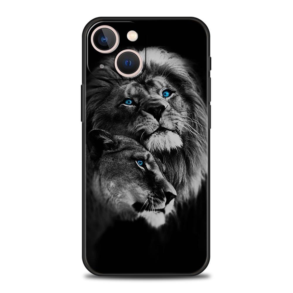 Lion Alpha Male Cub Phone Case For iPhone 17 16 15 Pro Max 11 12 13 14 7 8 Plus SE 2020 X XR XS Cover Soft Black
