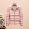 Autumn and winter light down jacket women's stand-up collar short white duck down fashion slim and light jacket large size winter clothing